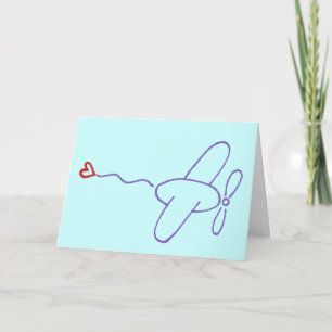 Aeroplane with Heart Happy Valentine's Day Holiday Card