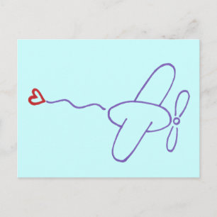Aeroplane with Heart Postcard