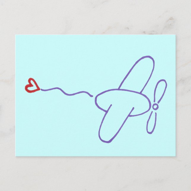 Aeroplane with Heart Postcard (Front)