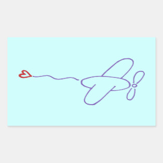 Aeroplane with Heart Rectangular Sticker