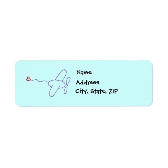 Aeroplane with Heart Return Address Label