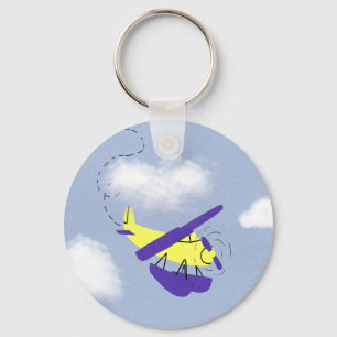 Aeroplane Yellow and Blue Cartoon Art Key Ring