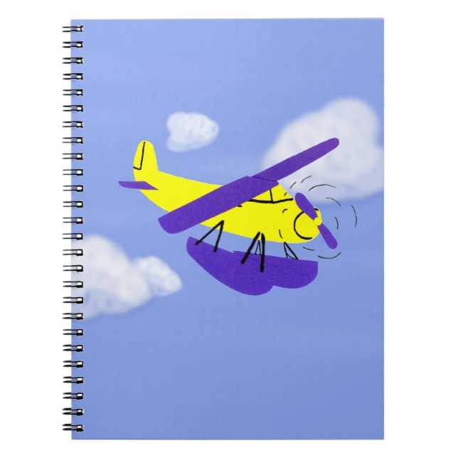 Aeroplane Yellow and Blue Cartoon Art Notebook (Front)