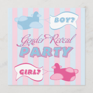 Aeroplanes and Banners Gender Reveal Party Invitation
