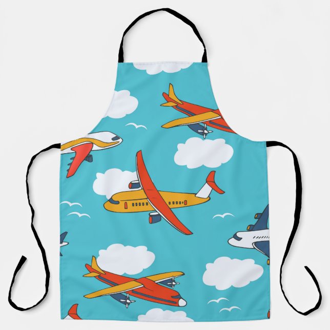 Aeroplanes and clouds, seamless children's backgro apron (Front)