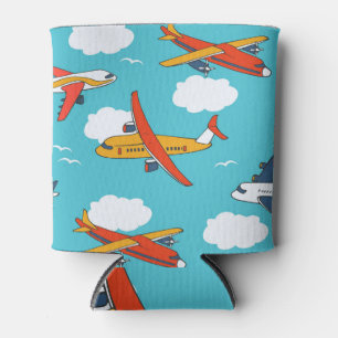 Aeroplanes and clouds, seamless children's backgro can cooler
