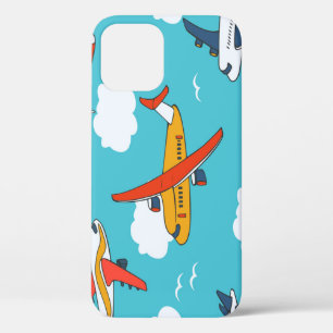 Aeroplanes and clouds, seamless children's backgro iPhone 12 case