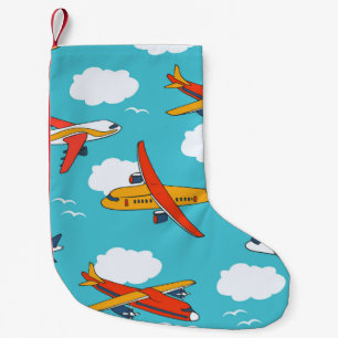 Aeroplanes and clouds, seamless children's backgro small christmas stocking