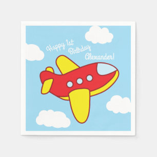 Aeroplanes and Jets Cute 1st Birthday Party Napkin