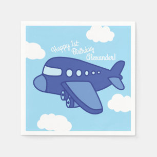 Aeroplanes and Jets Cute 1st Birthday Party Napkin