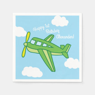 Aeroplanes and Jets Cute 1st Birthday Party Napkin