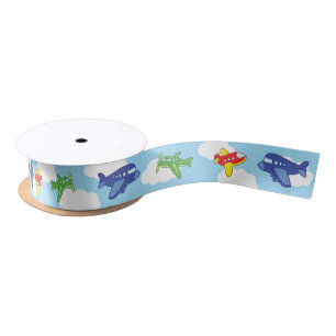 Aeroplanes and Jets Cute 1st Birthday Party Satin Ribbon