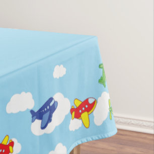 Aeroplanes and Jets Cute 1st Birthday Party Tablecloth