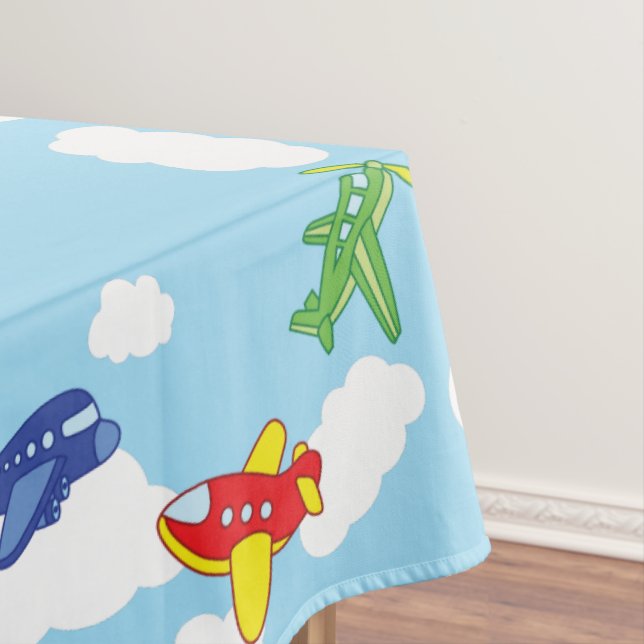 Aeroplanes and Jets Cute 1st Birthday Party Tablecloth (In Situ)