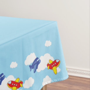 Aeroplanes and Jets Cute 1st Birthday Party Tablecloth
