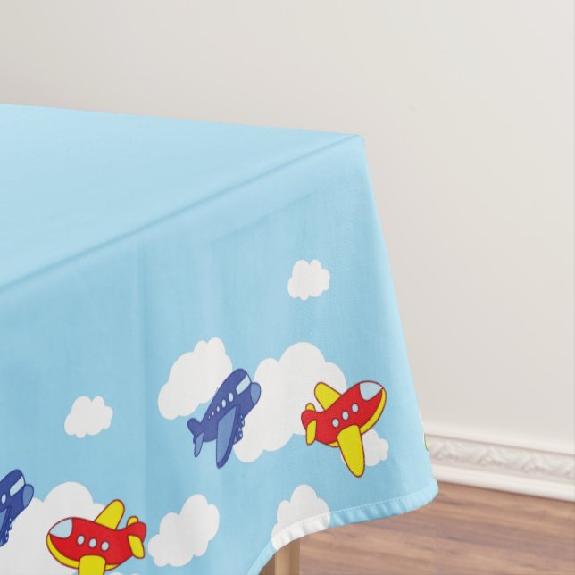 Aeroplanes and Jets Cute 1st Birthday Party Tablecloth (In Situ)