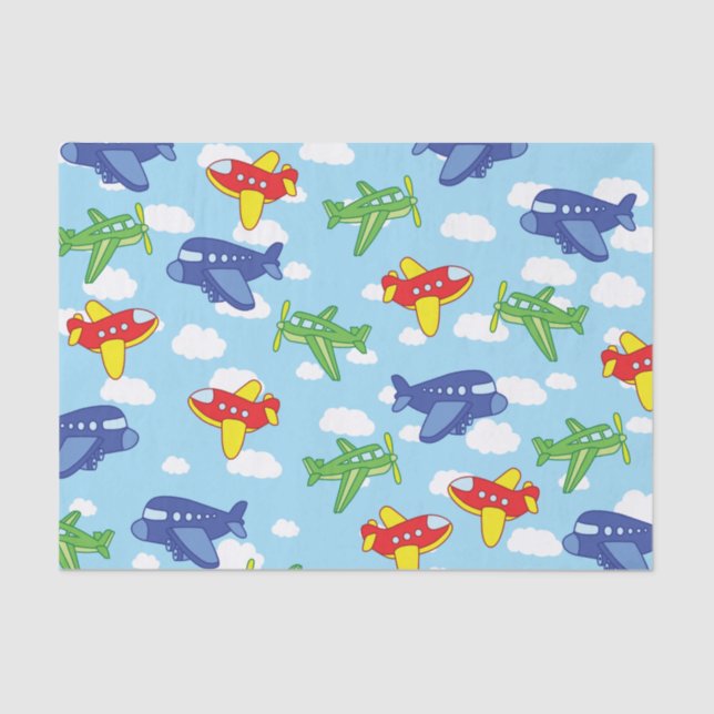 Aeroplanes and Jets Cute 1st Birthday Party Tissue Paper (Front)
