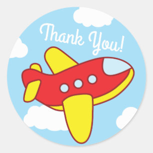 Aeroplanes and Jets Cute Kid's Birthday Party Classic Round Sticker