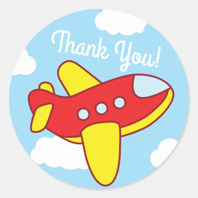 Aeroplanes and Jets Cute Kid's Birthday Party Classic Round Sticker (Front)