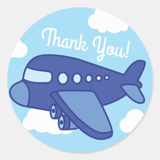 Aeroplanes and Jets Cute Kid's Birthday Party Classic Round Sticker (Front)