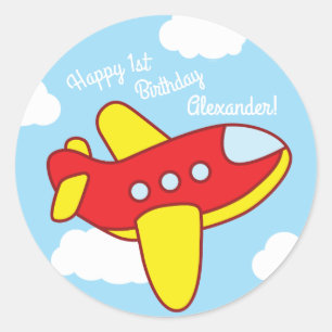 Aeroplanes and Jets Cute Kid's Birthday Party Classic Round Sticker