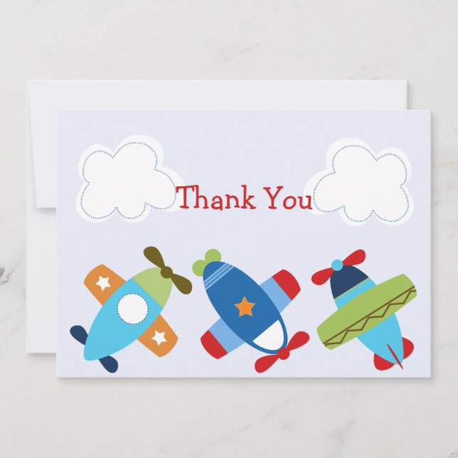Aeroplanes Baby Shower Thank you Card (Front)