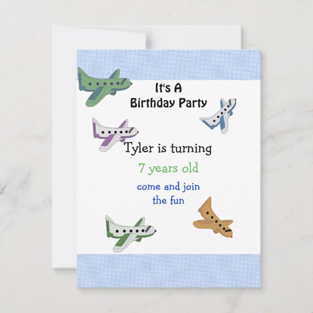 Aeroplanes Birthday Invitation (Front)