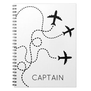 Aeroplanes Flying Heart Captain NAME Aviation Fun  Notebook