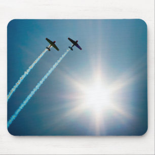 Aeroplanes Flying on Blue Sky with Sun. Mouse Mat