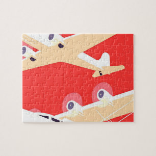 Aeroplanes Flying Vintage Propeller Planes Jigsaw Puzzle