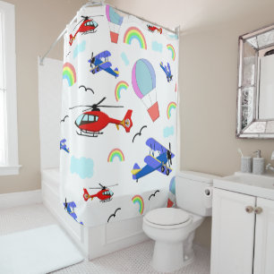 Aeroplanes, Helicopters, & Balloons Shower Curtain