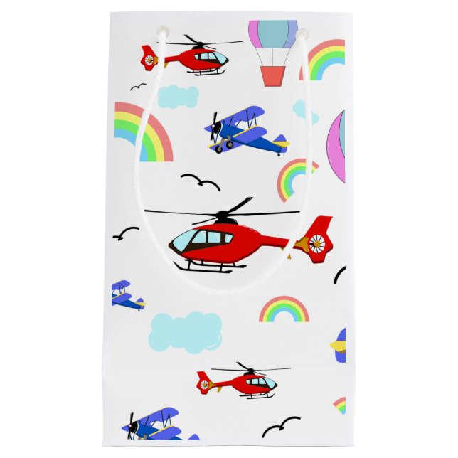 Aeroplanes, Helicopters, & Balloons Small Gift Bag (Front)