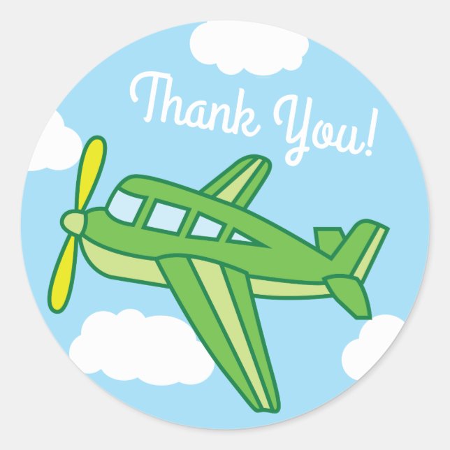 Aeroplanes Jets Cute Kid's Birthday Party Classic Round Sticker (Front)
