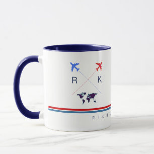 Aeroplanes monogram, airline travel american white mug