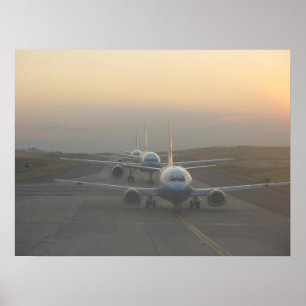 Aeroplanes on a Runway Poster