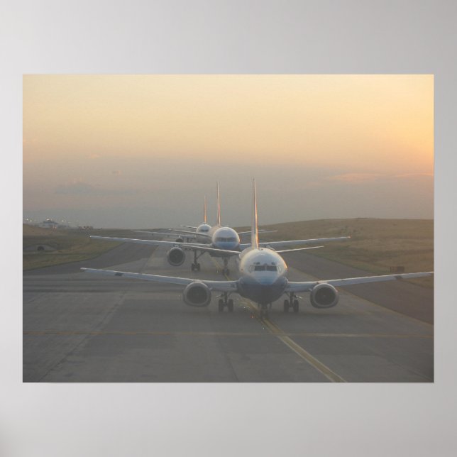 Aeroplanes on a Runway Poster (Front)