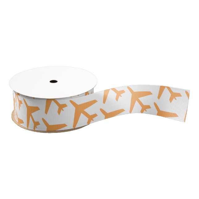 Aeroplanes Orange Travel Pilot Aviation Flight Grosgrain Ribbon (Spool)