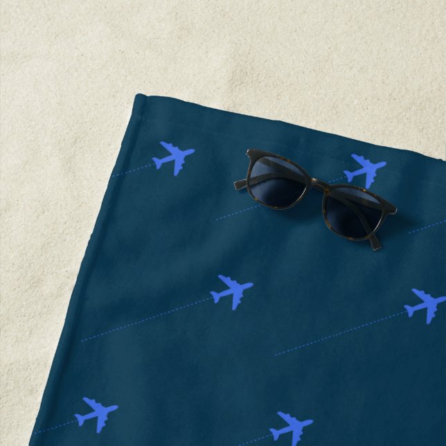 aeroplanes pattern blue beach towel for a pilot (In Situ)