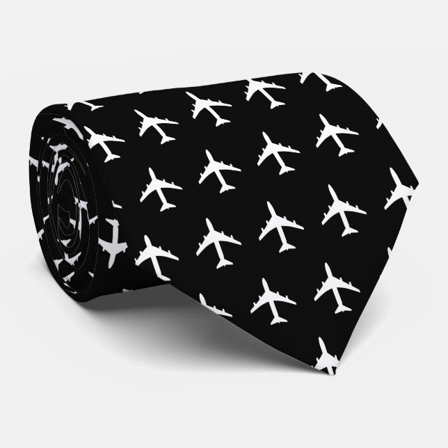 Aeroplanes Pilot Airline Steward Jets Tie (Rolled)