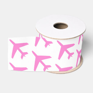 Aeroplanes Pink Travel Pilot Aviation Flight Crew  Grosgrain Ribbon