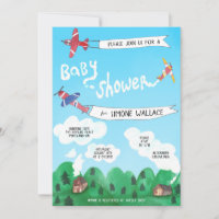 Aeroplanes Smoke Signals Watercolor BABY SHOWER