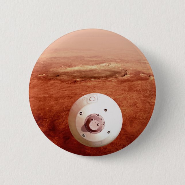 Aeroshell With Perseverance Rover Descent To Mars 6 Cm Round Badge (Front)