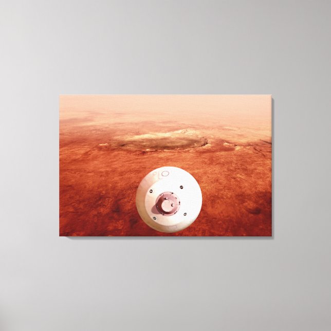 Aeroshell With Perseverance Rover Descent To Mars Canvas Print (Front)