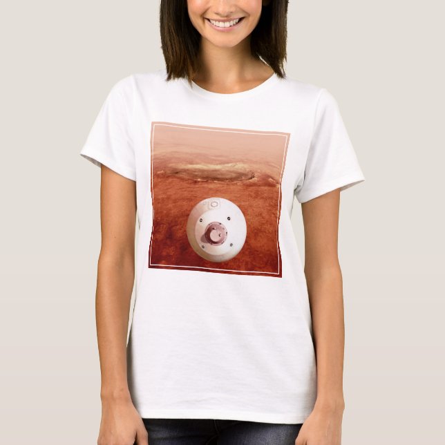 Aeroshell With Perseverance Rover Descent To Mars T-Shirt (Front)