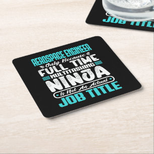 Aerospace Engineer Job Title Profession Skills Square Paper Coaster