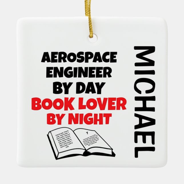 Aerospace Engineer loves Reading CUSTOM Ceramic Ornament (Front)