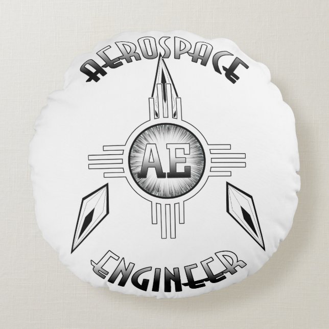 Aerospace Engineer Retro Round Cushion (Front)
