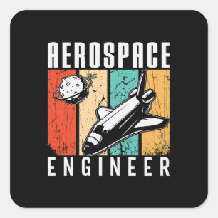 Aerospace Engineer Rocket Space Engineering Retro Square Sticker