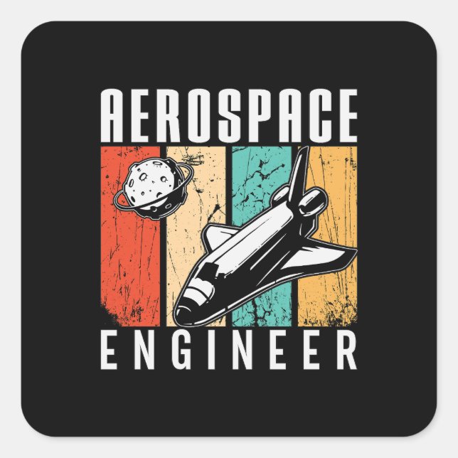 Aerospace Engineer Rocket Space Engineering Retro Square Sticker (Front)