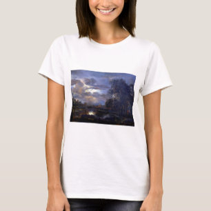 Aert van der Neer Moonlit Landscape with Bridge T-Shirt